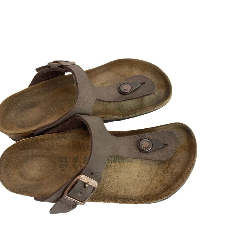 Birkenstock Kizeh Birko-Flor Sandals Kids Junior 31 / 12.5 M Shoes Brown Leather